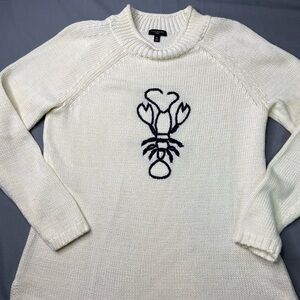 Talbots Petite Lobster Sweater – Off-White Nautical Knit – Size MP